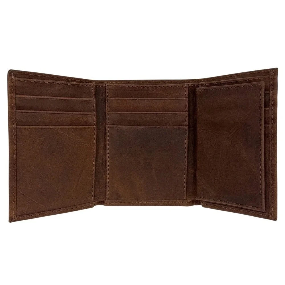 Eagles Wings Ohio State Buckeyes Trifold Wallet Mens OS Brown Distressed Leather